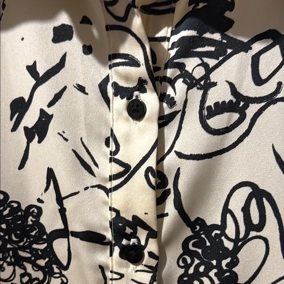 Rachel Zoe Cream and Black Abstract Shirt - Picture 4 of 11